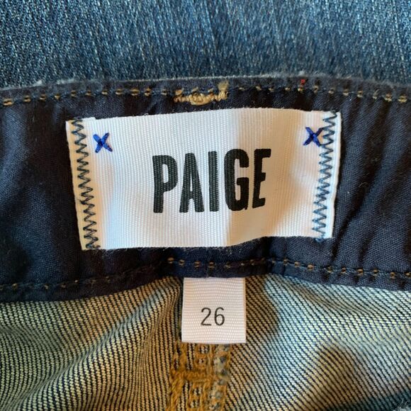 Paige | Hoxton Ankle Skinny Jeans Frayed Hem Medium Wash Wiskering Size 26" - Picture 7 of 9